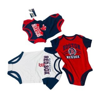 MLB Boston Red Sox 3-Piece Bodysuit Set Navy Red White NWT Infant 12M